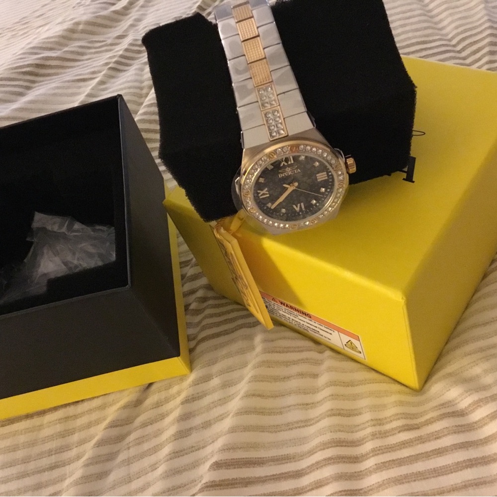 Invicta Two-Tone Gold and Silver Men's Watch with Crystal Accents